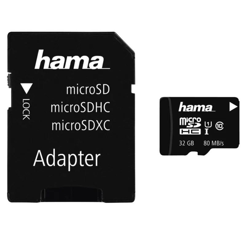 Carte Mémoire Hama 32GB Classe 10 UHS-I 80Mo/s + Adaptateur/Mobile