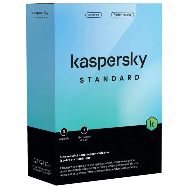 Antivirus KASPERSKY Standard Protection 1 Poste / 1an (KL10418BAFS-FFPMAG), Photo boutique Best Buy Tunisie chez Best Buy Tunisie