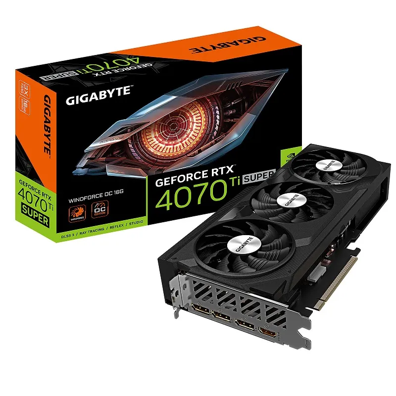 GIGABYTE GeForce RTX 4070 Ti SUPER WINDFORCE MAX OC Carte Graphique - 16 Go GDDR6X, 256 bits, PCI-E 4.0, 2655 MHz Fréquence du Cœur, 3 x DisplayPort 1.4a, 1 x HDMI 2.1a, NVIDIA DLSS 3, GV-N407TSWF3MAX OC-16GD, Photo boutique Best Buy Tunisie chez Best Buy Tunisie