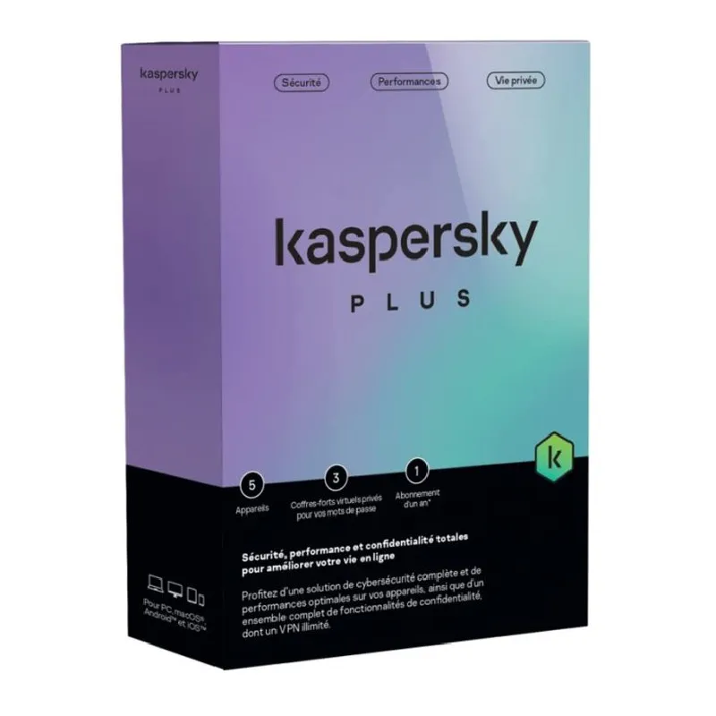 Kaspersky Antivirus Plus - 5 Licences, 1 an de protection totale, Photo boutique Best Buy Tunisie chez Best Buy Tunisie