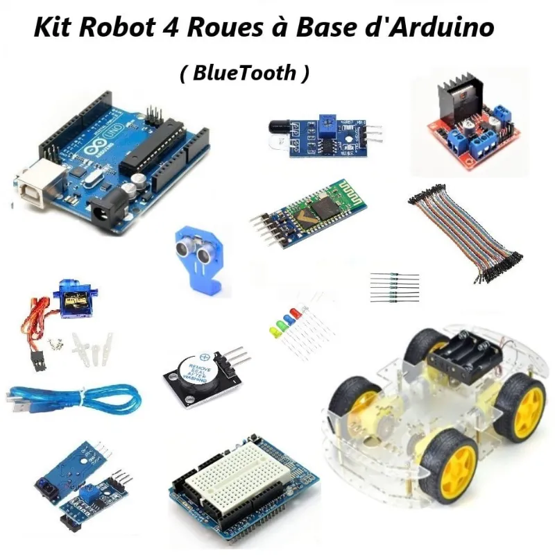 Kit Robot 4 roues à Base de Arduino uno (BlueTooth)