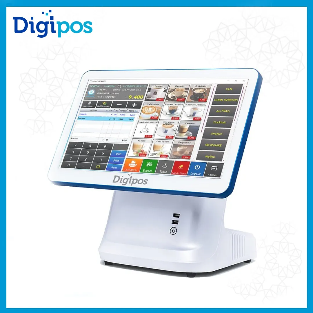 Caisse Tactile 15" DIGIPOS SCREWLESS PC avec Afficheur Client Wi-Fi - Blanc et Noir, Photo boutique Best Buy Tunisie chez Best Buy Tunisie