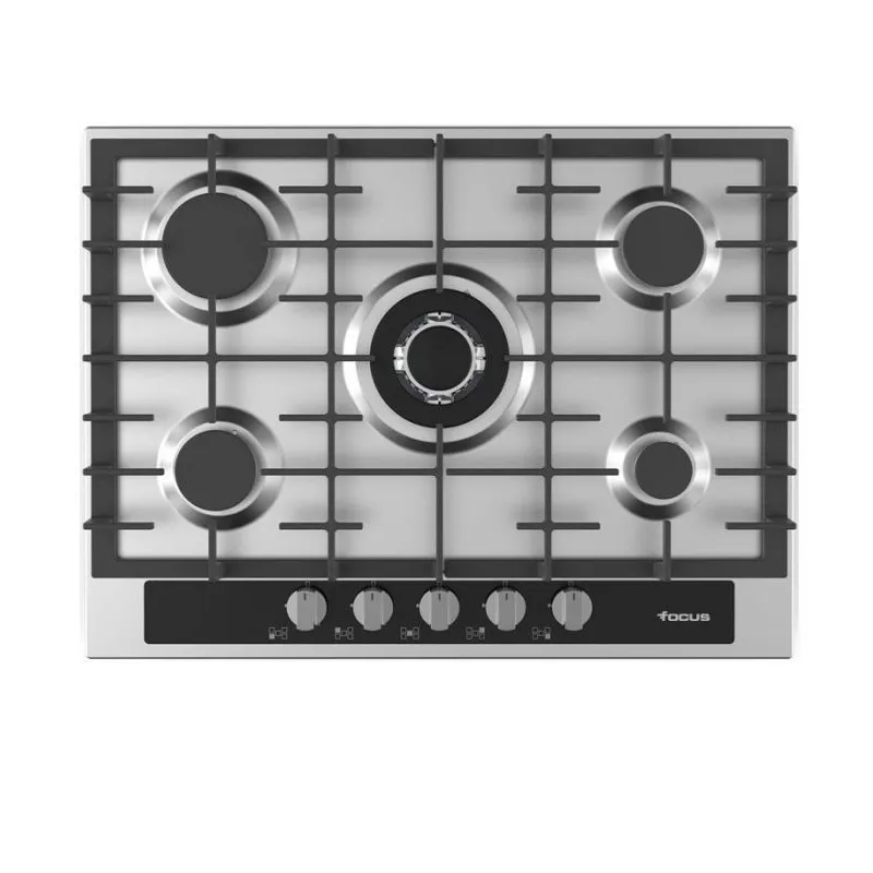 Focus F 8011XS - Plaque gaz 5 feux, 70 cm, avec thermocouple, Inox, Photo boutique Best Buy Tunisie chez Best Buy Tunisie