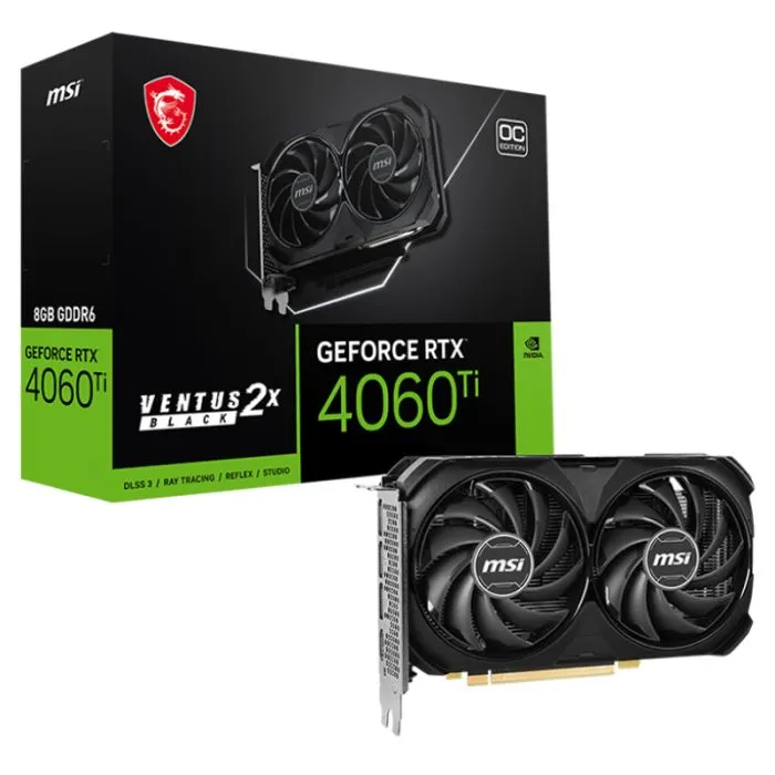 MSI GeForce RTX 4060 Ti VENTUS 2X BLACK 8G OC NVIDIA 8 Go GDDR6, Photo boutique Best Buy Tunisie chez Best Buy Tunisie