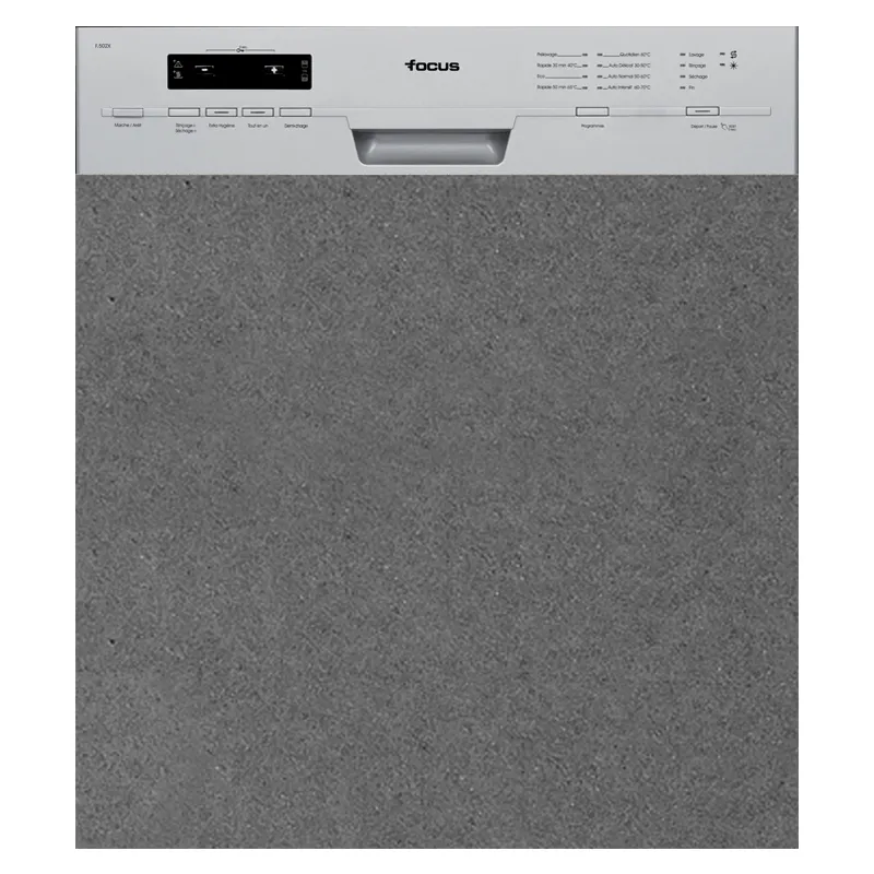 Focus F 502X - Lave-vaisselle semi-encastrable, 12 couverts, 8 programmes, silver, Photo boutique Best Buy Tunisie chez Best Buy Tunisie