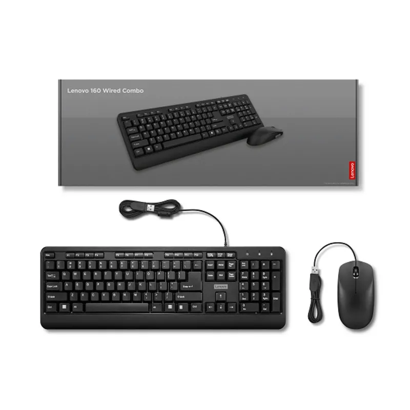 Lenovo 160 clavier Souris incluse maison/bureau USB Anglais américain Noir, Photo boutique Best Buy Tunisie chez Best Buy Tunisie