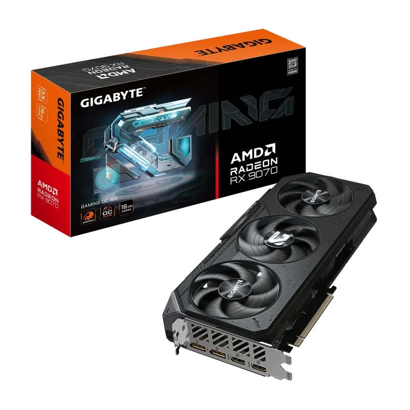 GIGABYTE Radeon RX 9070 GAMING OC 16G Carte Graphique - 16 Go GDDR6, 256 bits, PCI-E 5.0, 2700 MHz Fréquence du Cœur, 2 x DisplayPort, 2 x HDMI, GV-R9070GAMING OC-16GD, Photo boutique Best Buy Tunisie chez Best Buy Tunisie