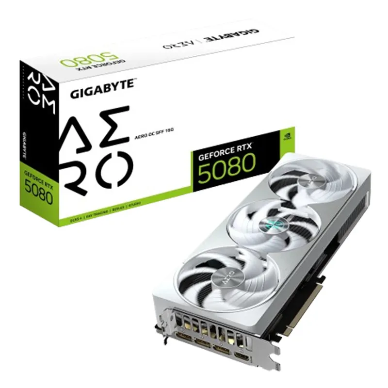 GIGABYTE GeForce RTX 5080 AERO OC SFF 16G Carte graphique - 16 Go GDDR7, 256 bits, PCI-E 5.0, 2730MHz Core Clock, 3 x DisplayPort, 1 x HDMI, GV-N5080AERO OC-16GD, Photo boutique Best Buy Tunisie chez Best Buy Tunisie
