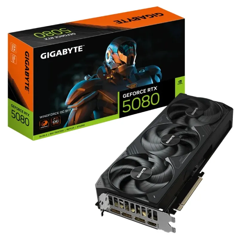 GIGABYTE GeForce RTX 5080 WINDFORCE OC SFF 16G Carte Graphique - 16 Go GDDR7, 256 bits, PCI-E 5.0, 2670MHz Fréquence du Cœur, 3 x DP 2.1a, 1 x HDMI 2.1b, GV-N5080WF3OC-16GD, Photo boutique Best Buy Tunisie chez Best Buy Tunisie