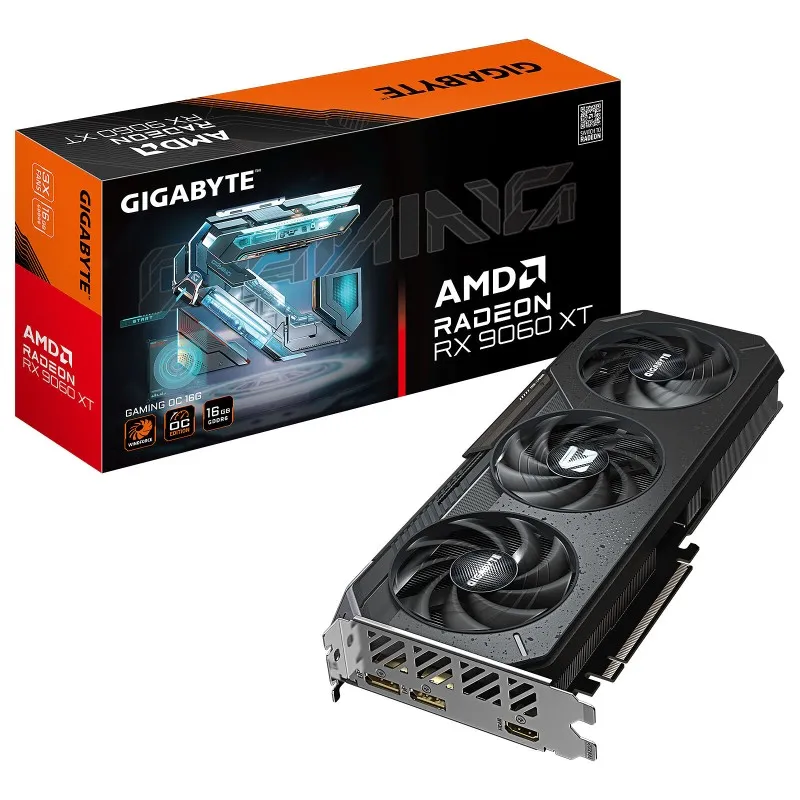 GIGABYTE Radeon RX 9060 XT GAMING OC 16G Carte Graphique - 16 GB GDDR6, 128bit, PCI-E 5.0, 3320 MHz Fréquence du cœur, 2 x DisplayPort, 1 x HDMI, GV-R9060XTGAMING OC-16GD, Photo boutique Best Buy Tunisie chez Best Buy Tunisie
