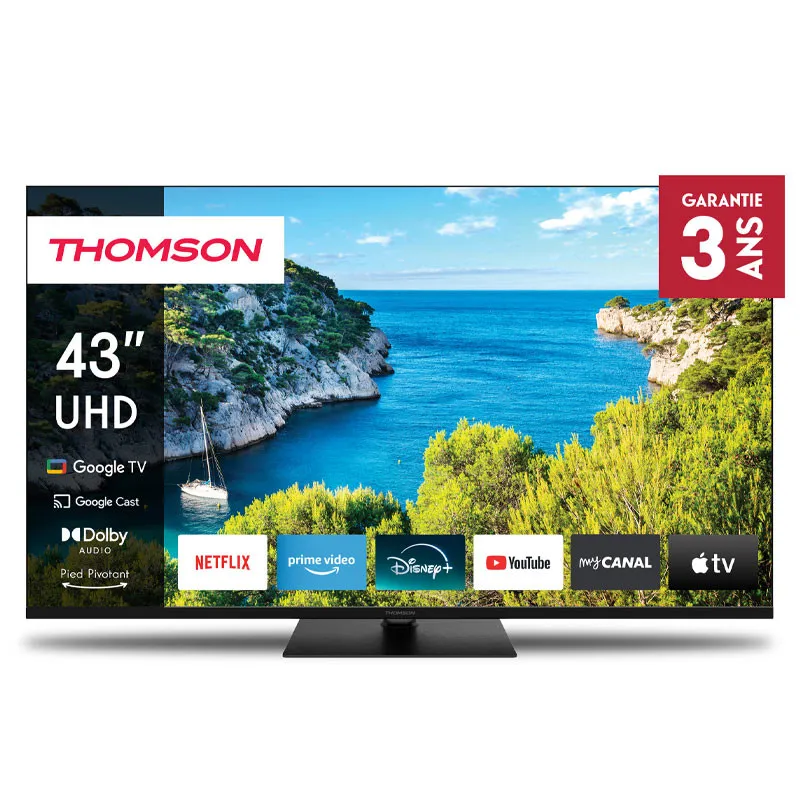 Thomson 43UG5C14 UHD 4K UHD Side Feet Google TV Noir