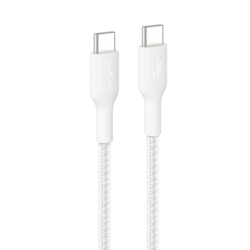 Câble Belkin à gaine tressée USB-C vers USB-C (240 W) 2 m / Blanc, Photo boutique Best Buy Tunisie chez Best Buy Tunisie
