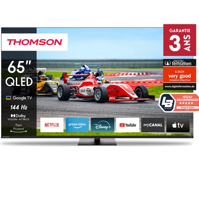 Thomson Q70 Series 65\" QLED GOOGLE TV filigranes Rahmen-design 165,1 cm (65") 4K Ultra HD Smart TV Wifi Noir 350 cd/m², Photo boutique Best Buy Tunisie chez Best Buy Tunisie