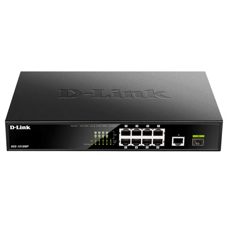 D-Link DGS-1010MP commutateur réseau Non-géré Gigabit Ethernet (10/100/1000) Connexion Ethernet, supportant l'alimentation via ce port (PoE) 1U Noir, Photo boutique Best Buy Tunisie chez Best Buy Tunisie