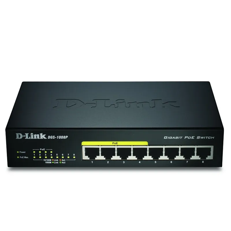 D-Link DGS-1008P/E commutateur réseau L2 Connexion Ethernet, supportant l'alimentation via ce port (PoE) Noir (DGS-1008P/E), Photo boutique Best Buy Tunisie chez Best Buy Tunisie