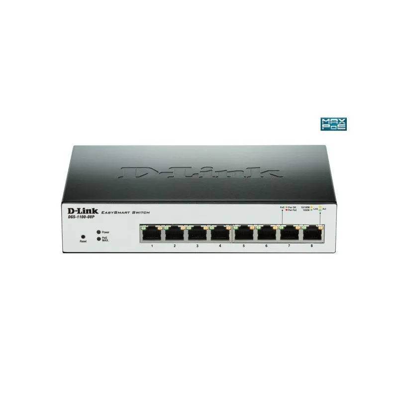 Switch D-Link 8 ports Gigabit 10/100/1000 Mbps PoE Smart green switch, Photo boutique Best Buy Tunisie chez Best Buy Tunisie