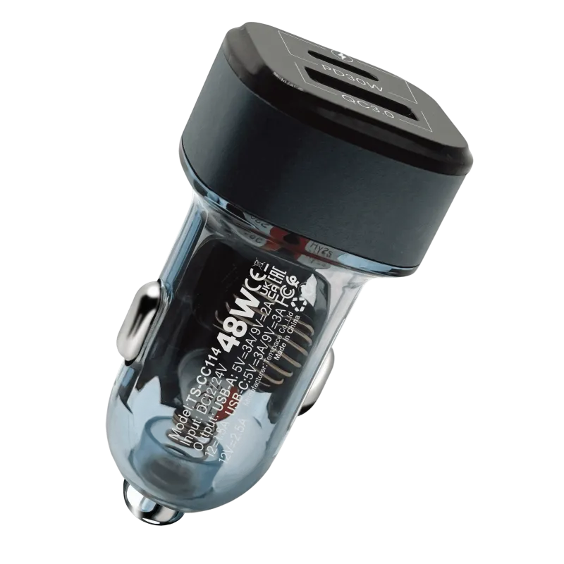 Chargeur Voiture Ten Space 48W Dual Port USB A + TYPE C - TS-CC114