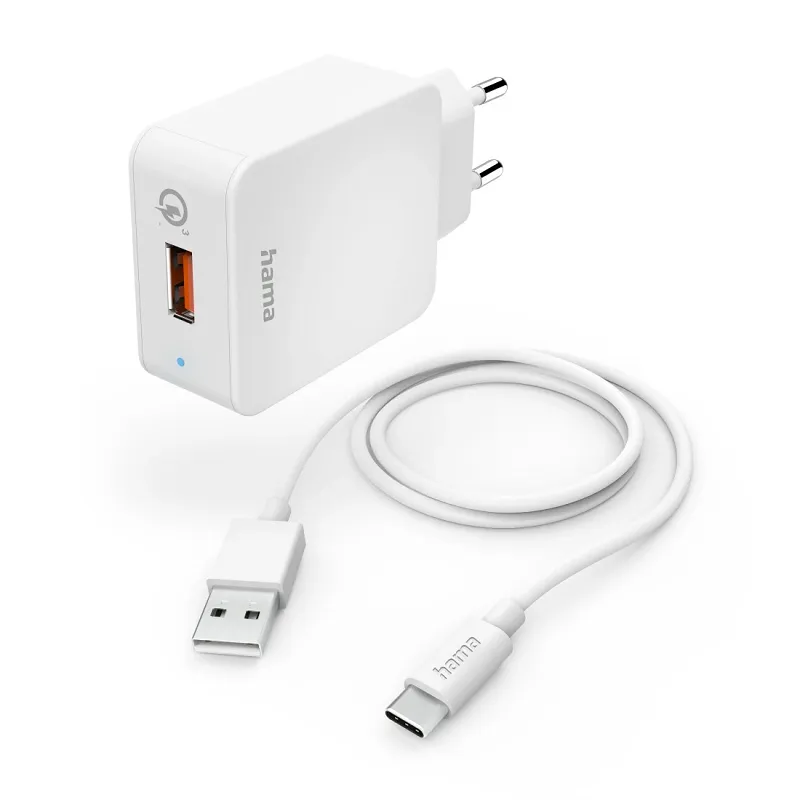 Chargeur rapide Hama avec câble de charge USB-C, 19,5 W, 1,5 m - 201626