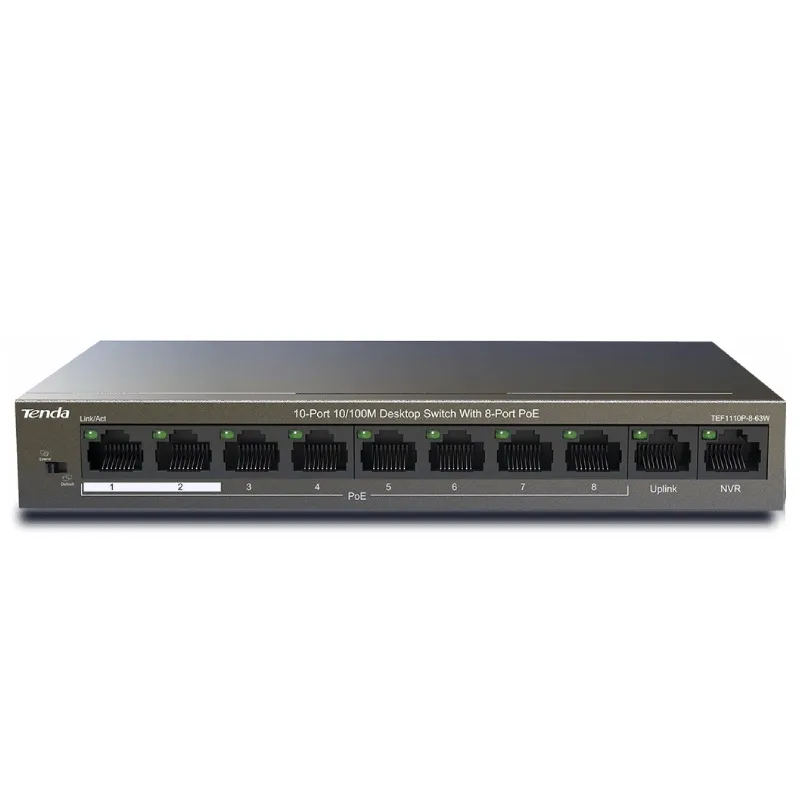 Tenda TEF1110P-8-63W commutateur réseau Non-géré Fast Ethernet (10/100) Connexion Ethernet, supportant l'alimentation via ce port (PoE) Noir, Photo boutique Best Buy Tunisie chez Best Buy Tunisie
