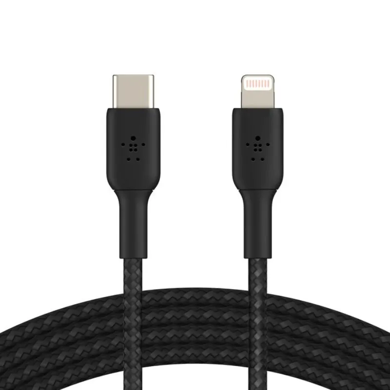 Câble Belkin Tressé USB-C vers Lightning 1 M - Noir - CAA004bt1MBK
