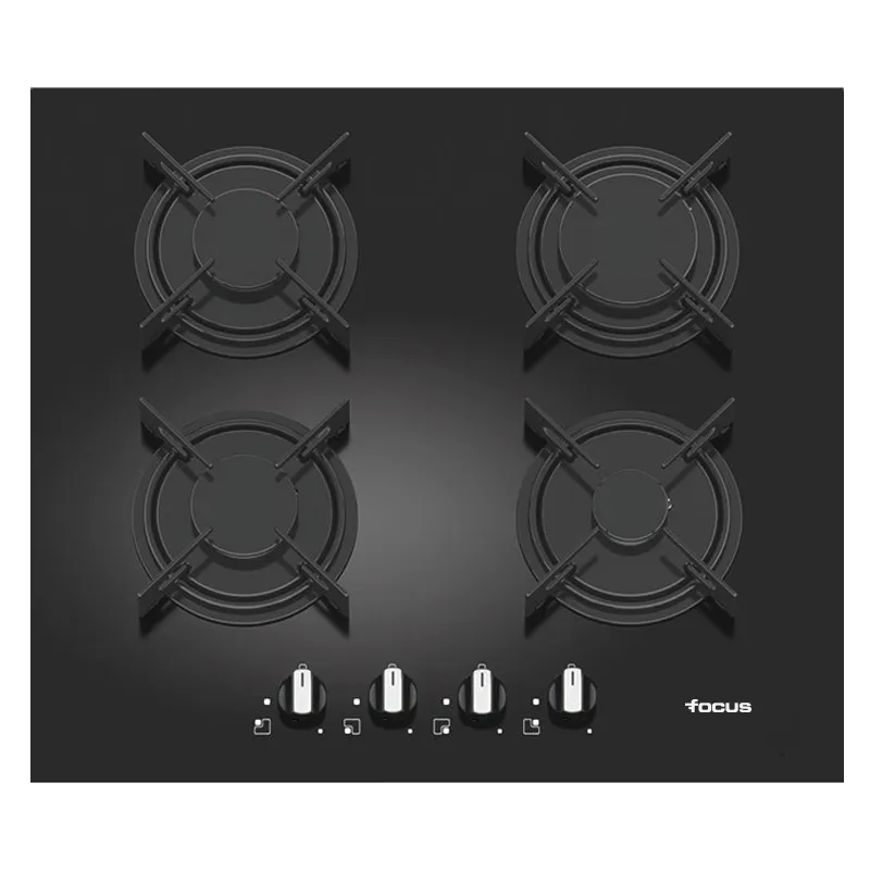 Focus F 409B - Plaque gaz 4 feux, 60 cm, sans thermocouple, vitro noir, Photo boutique Best Buy Tunisie chez Best Buy Tunisie