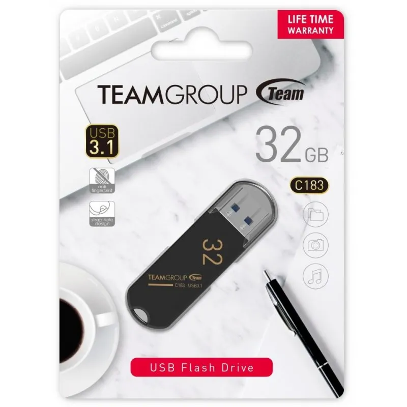 Team Group C183 lecteur USB flash 32 Go USB Type-A 3.2 Gen 1 (3.1 Gen 1) Noir, Photo boutique Best Buy Tunisie chez Best Buy Tunisie