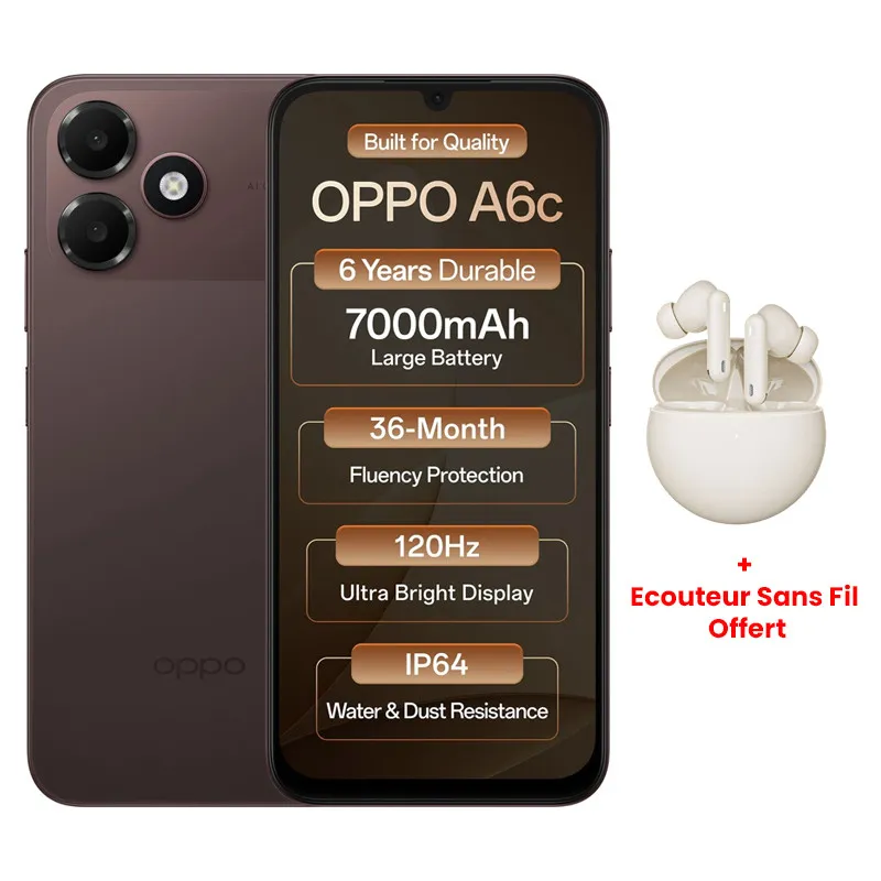 OPPO A6c 4G 4Go 128Go - Marron, Photo boutique Best Buy Tunisie chez Best Buy Tunisie